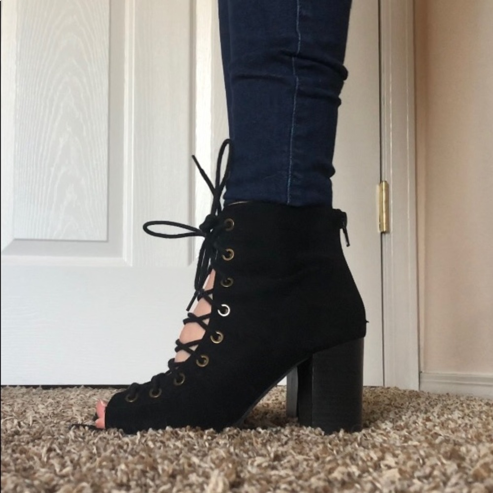 Lace Up Peep Booties - Picture 11 of 12